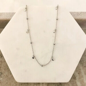 925 Sterling Silver Dainty Bead Necklace Satellite Chain Choker Necklace